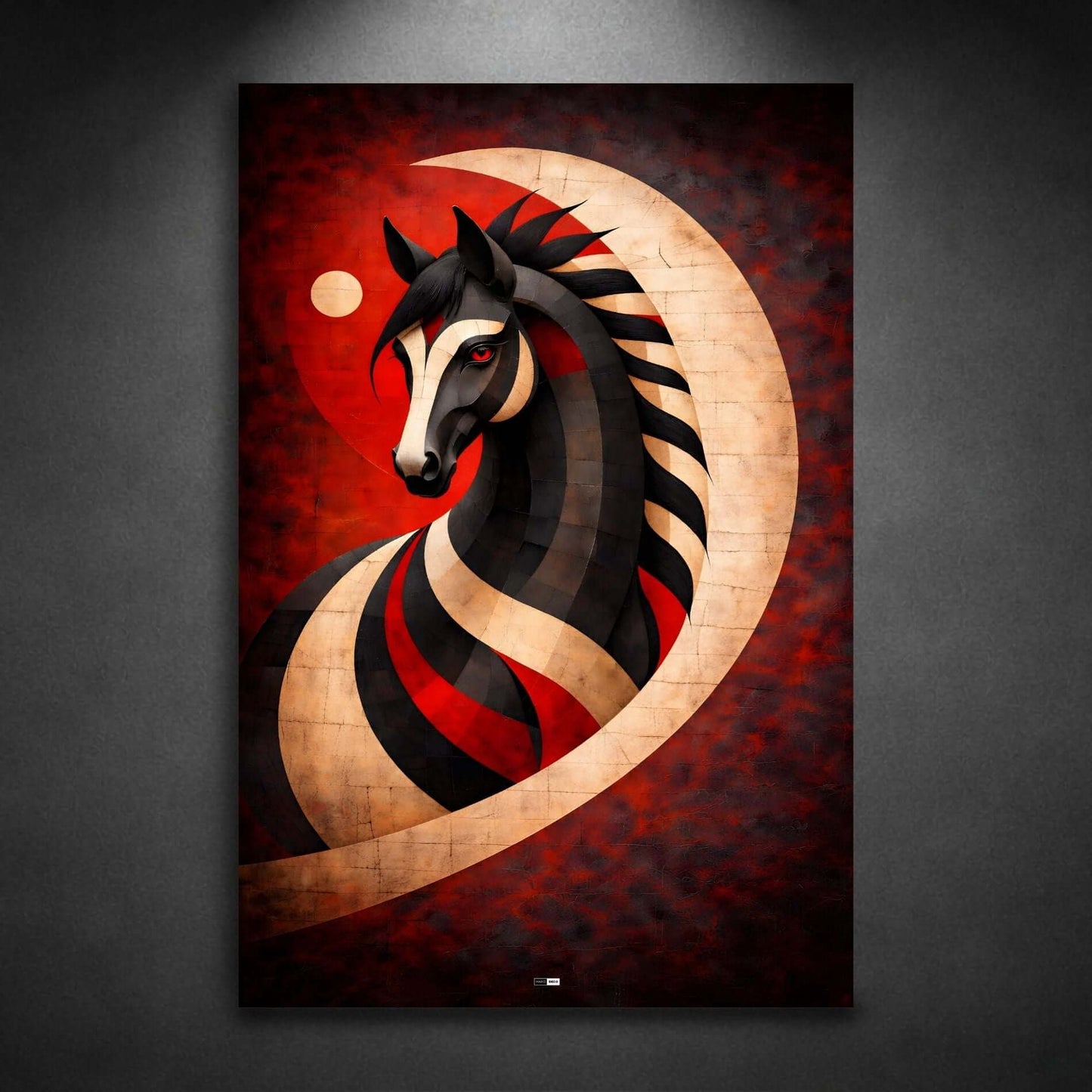Midnight Horse Moon | Tableau Cheval Abstrait Premium