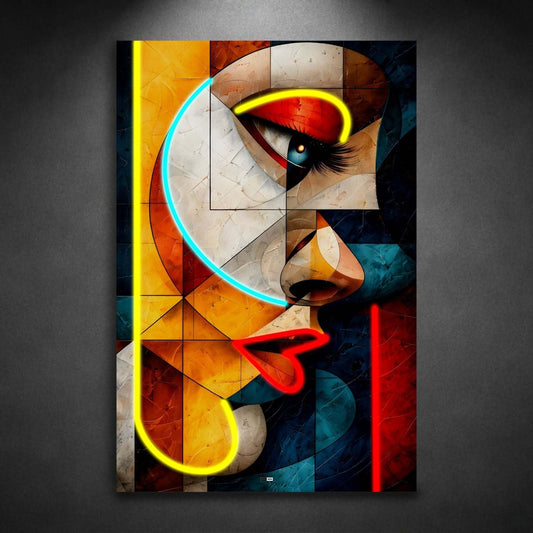 Cubist Eye Flame | Tableau Œil Abstrait Premium