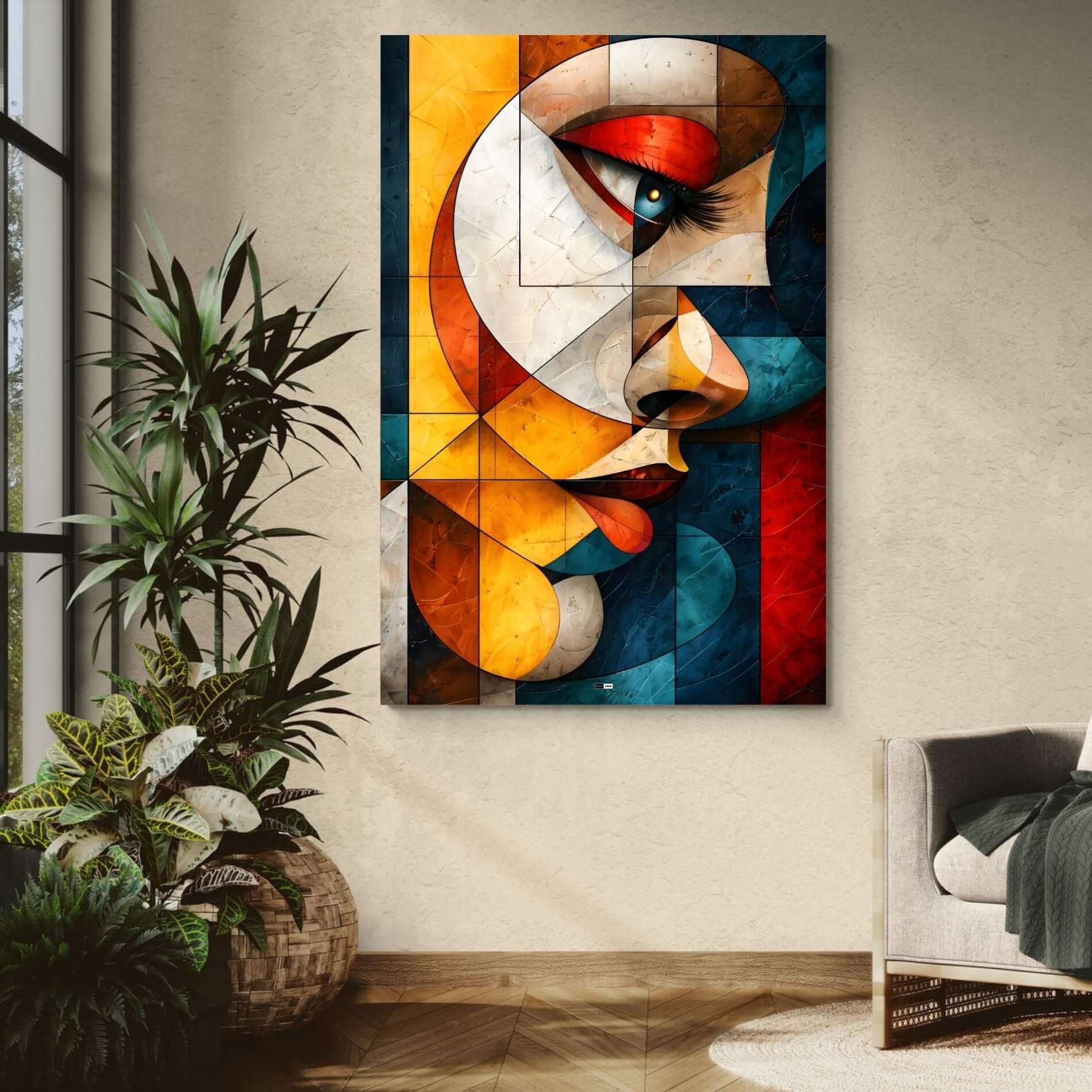 Cubist Eye Flame | Tableau Œil Abstrait Premium