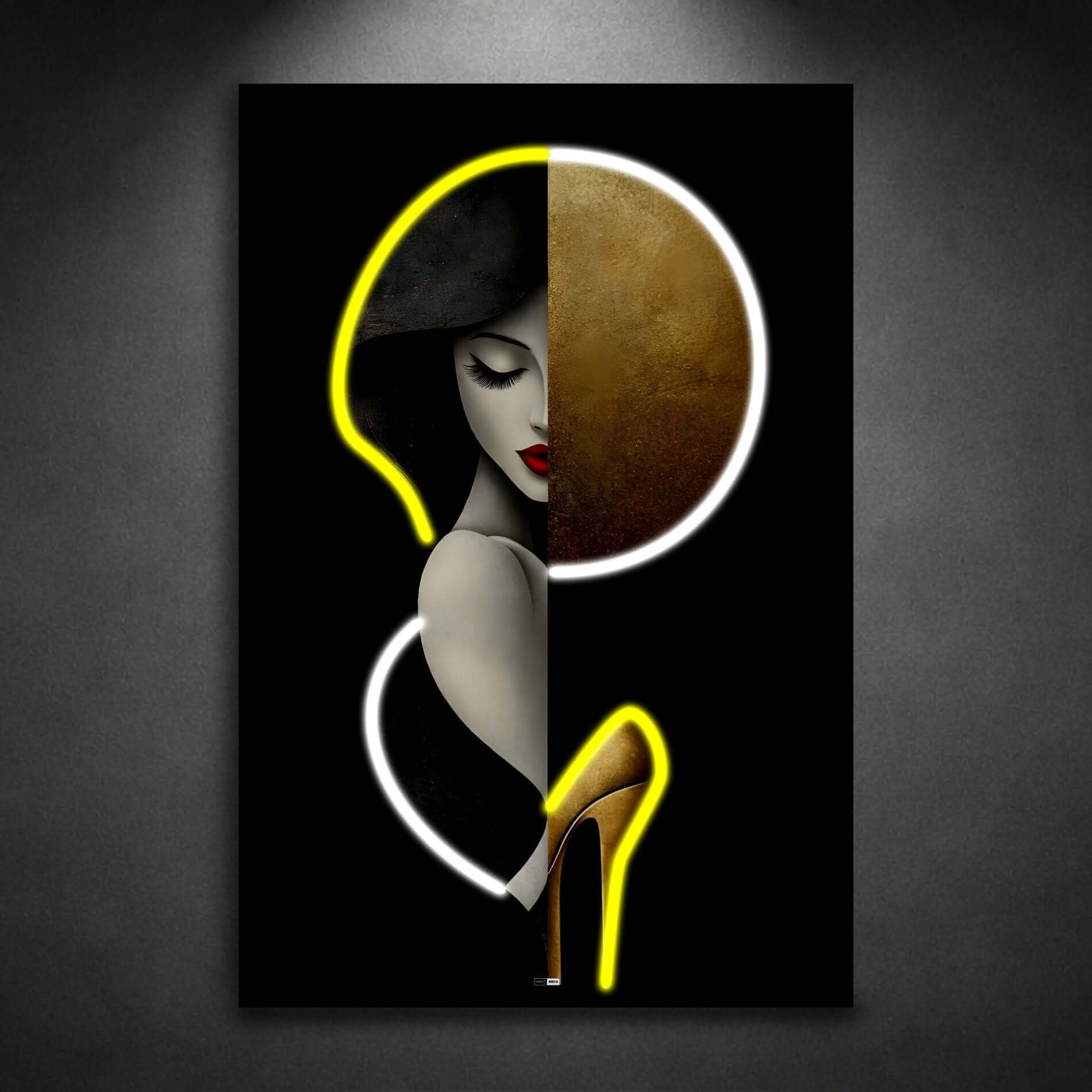 Moon Muse Contrast | Tableau Visage Moderne Premium