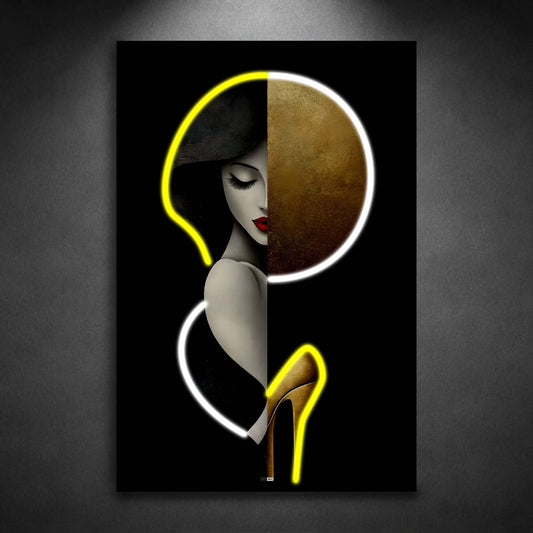 Moon Muse Contrast | Tableau Visage Moderne Premium