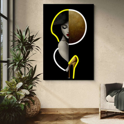 Moon Muse Contrast | Tableau Visage Moderne Premium
