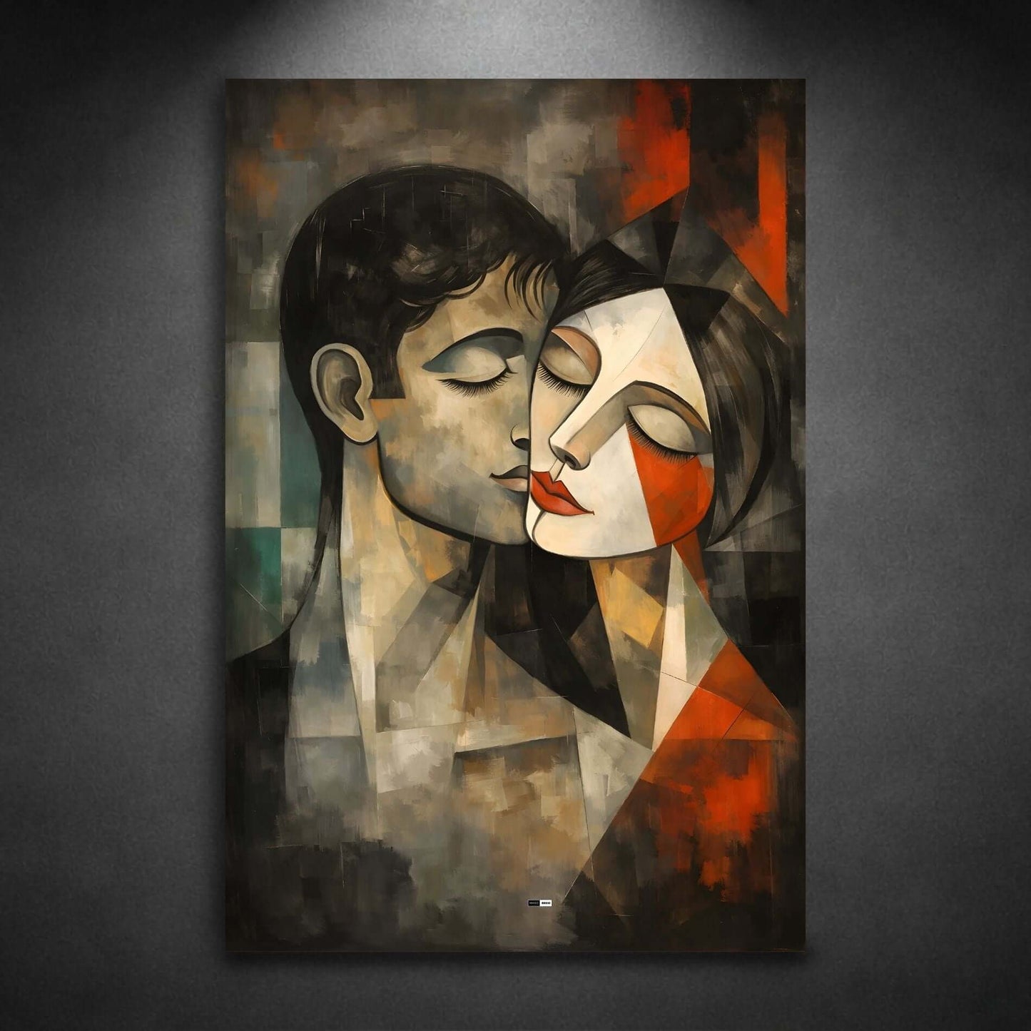Cubist Kiss | Tableau Couple Moderne Premium
