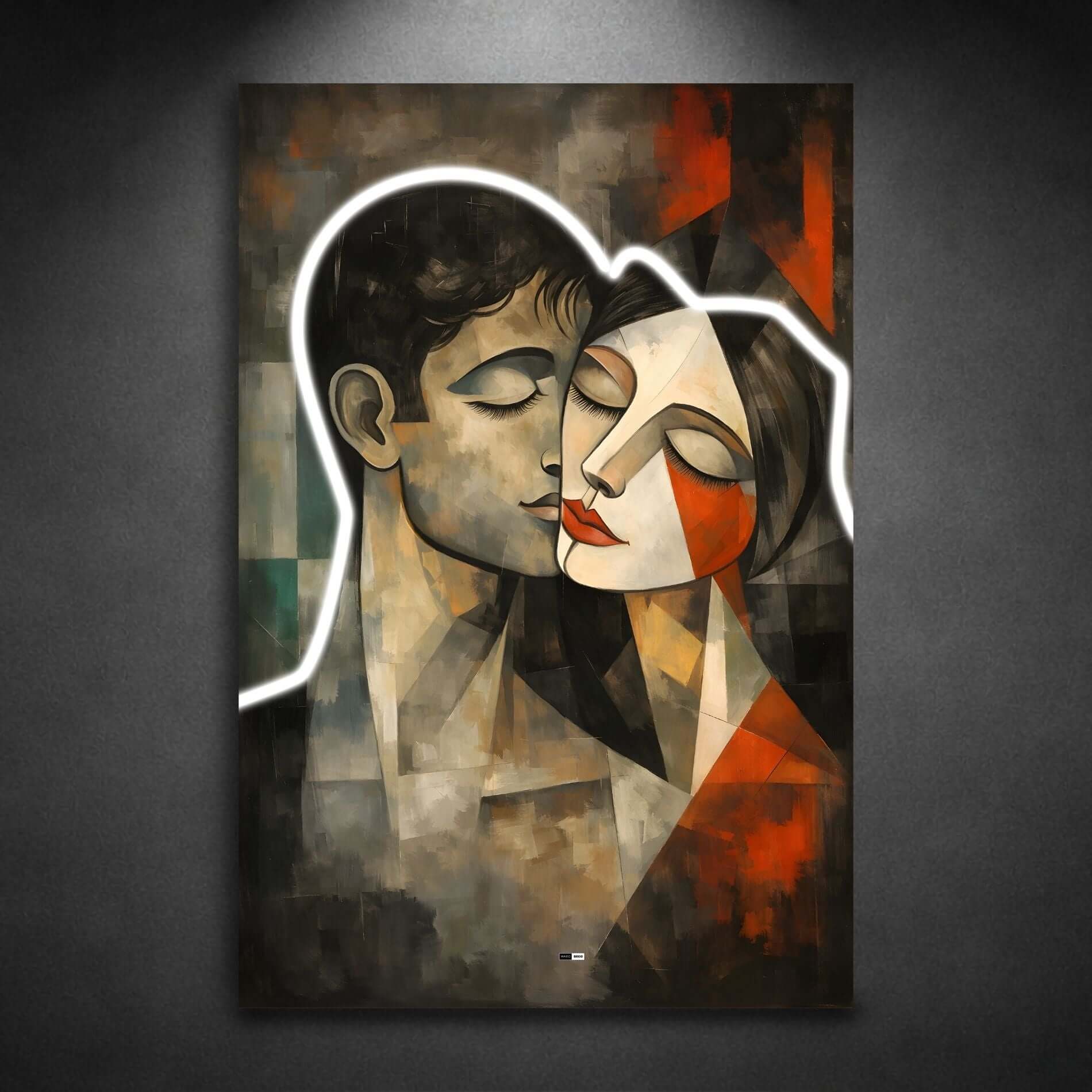 Cubist Kiss | Tableau Couple Moderne Premium