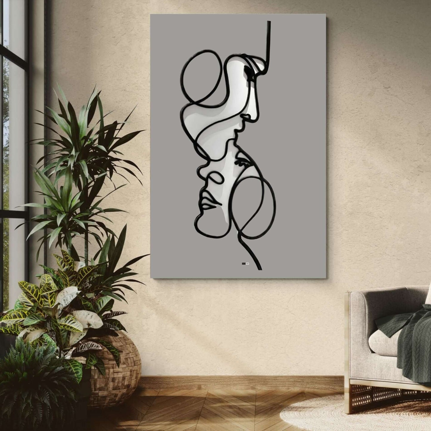 Line Desire | Tableau Minimaliste Visage Premium