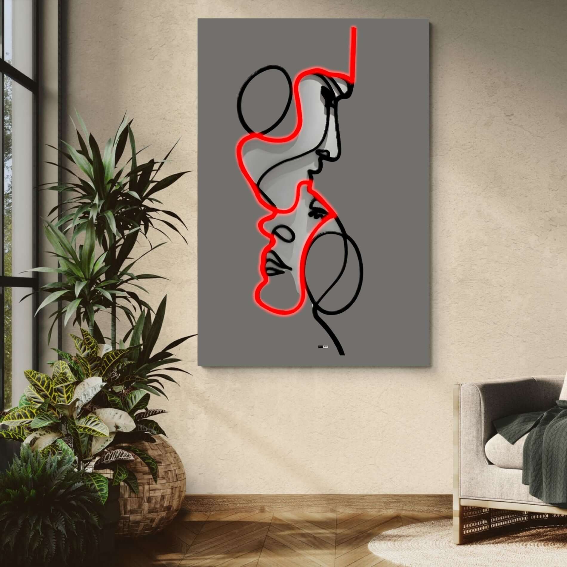 Line Desire | Tableau Minimaliste Visage Premium