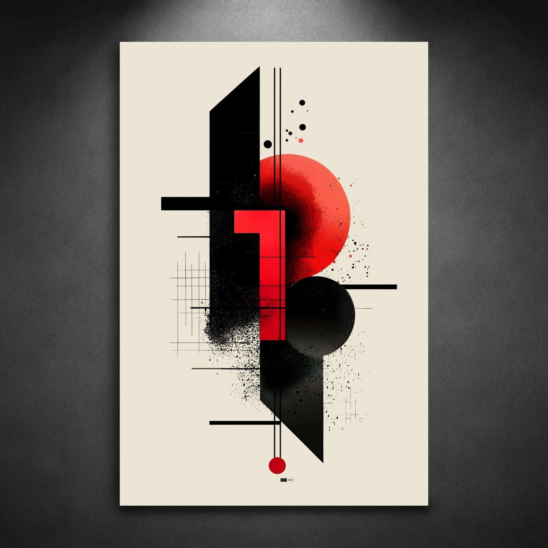 Red Axis Minimal | Tableau Géométrique Premium