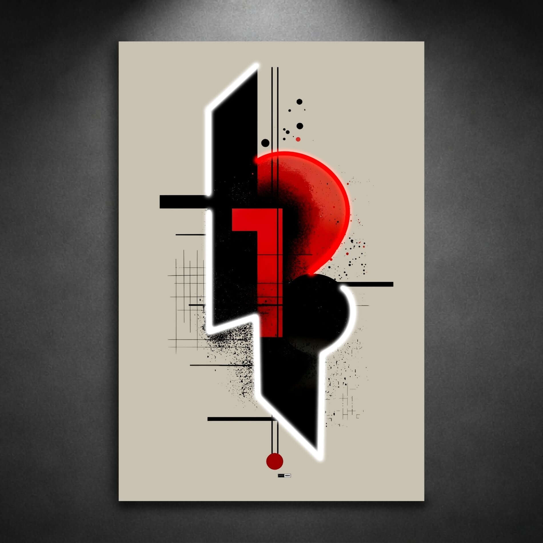 Red Axis Minimal | Tableau Géométrique Premium
