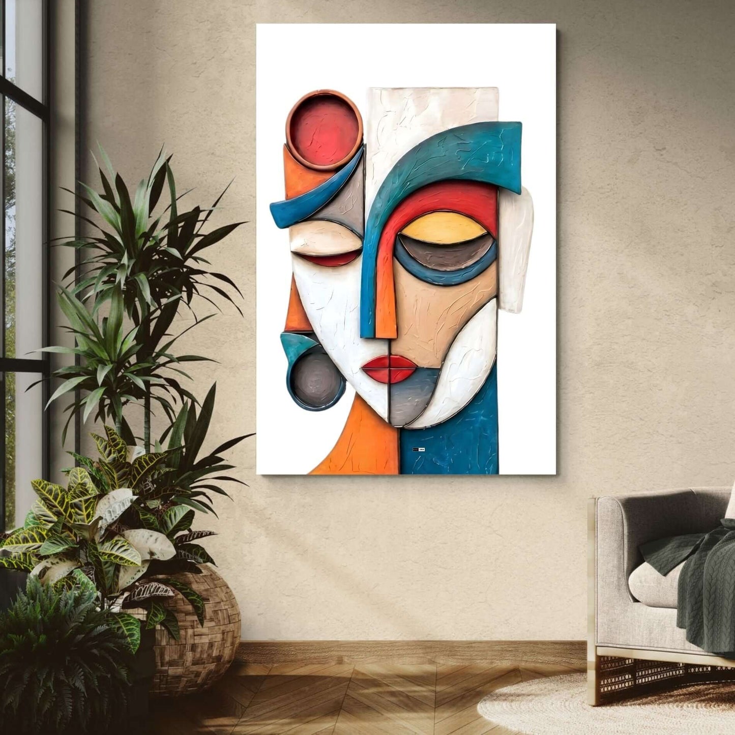 Sculpted Serenity | Tableau Visage Abstrait Premium