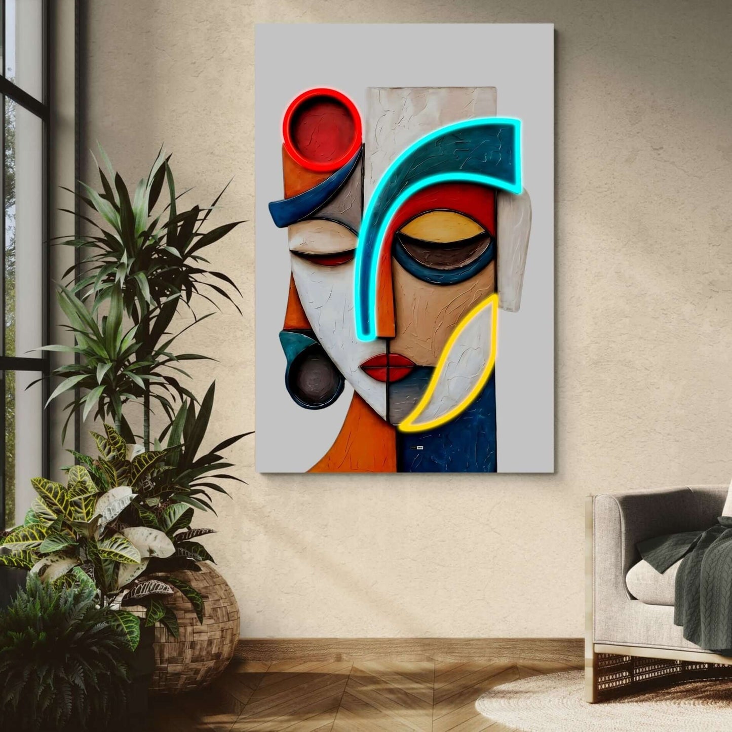 Sculpted Serenity | Tableau Visage Abstrait Premium