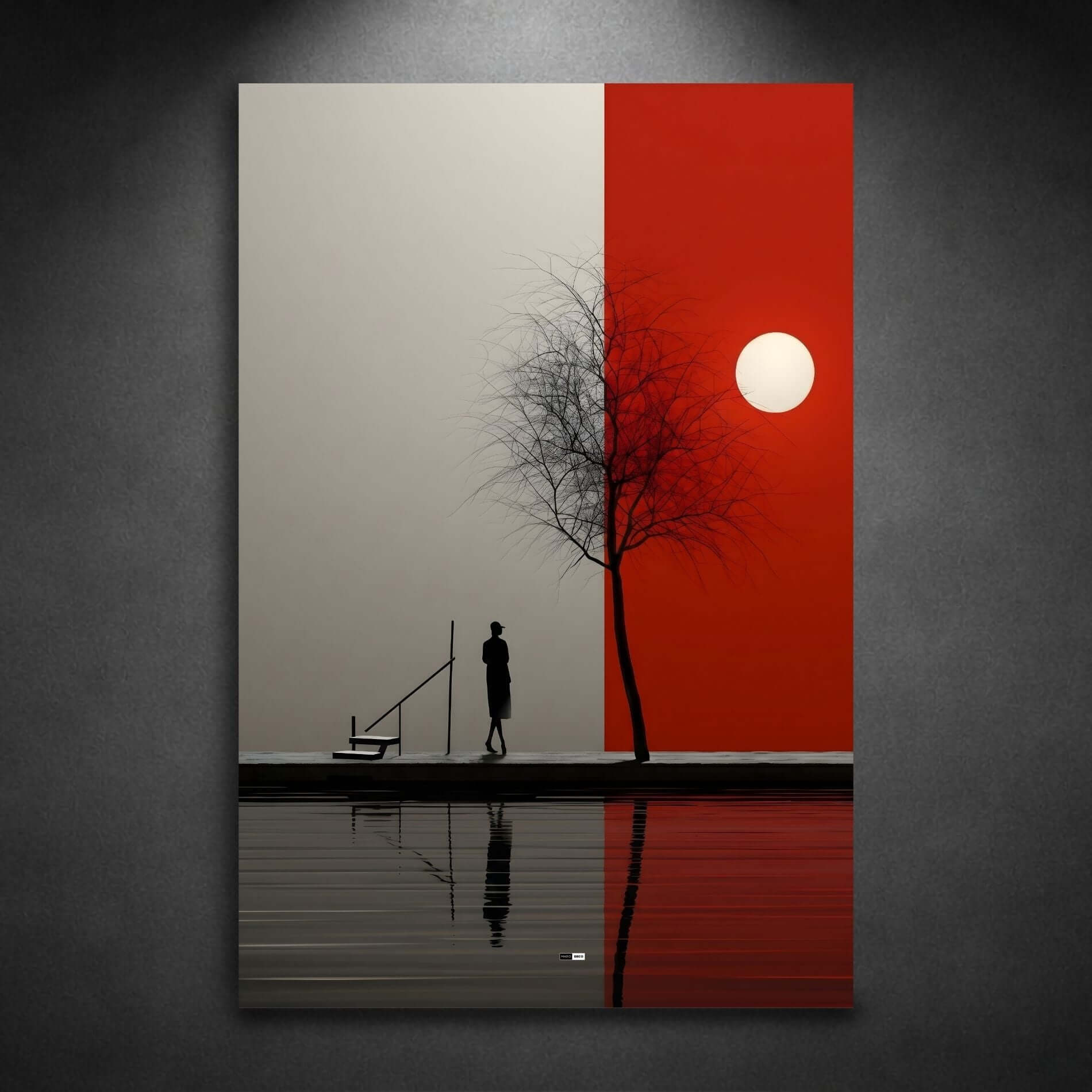Red Sun Silence | Tableau Minimaliste Premium