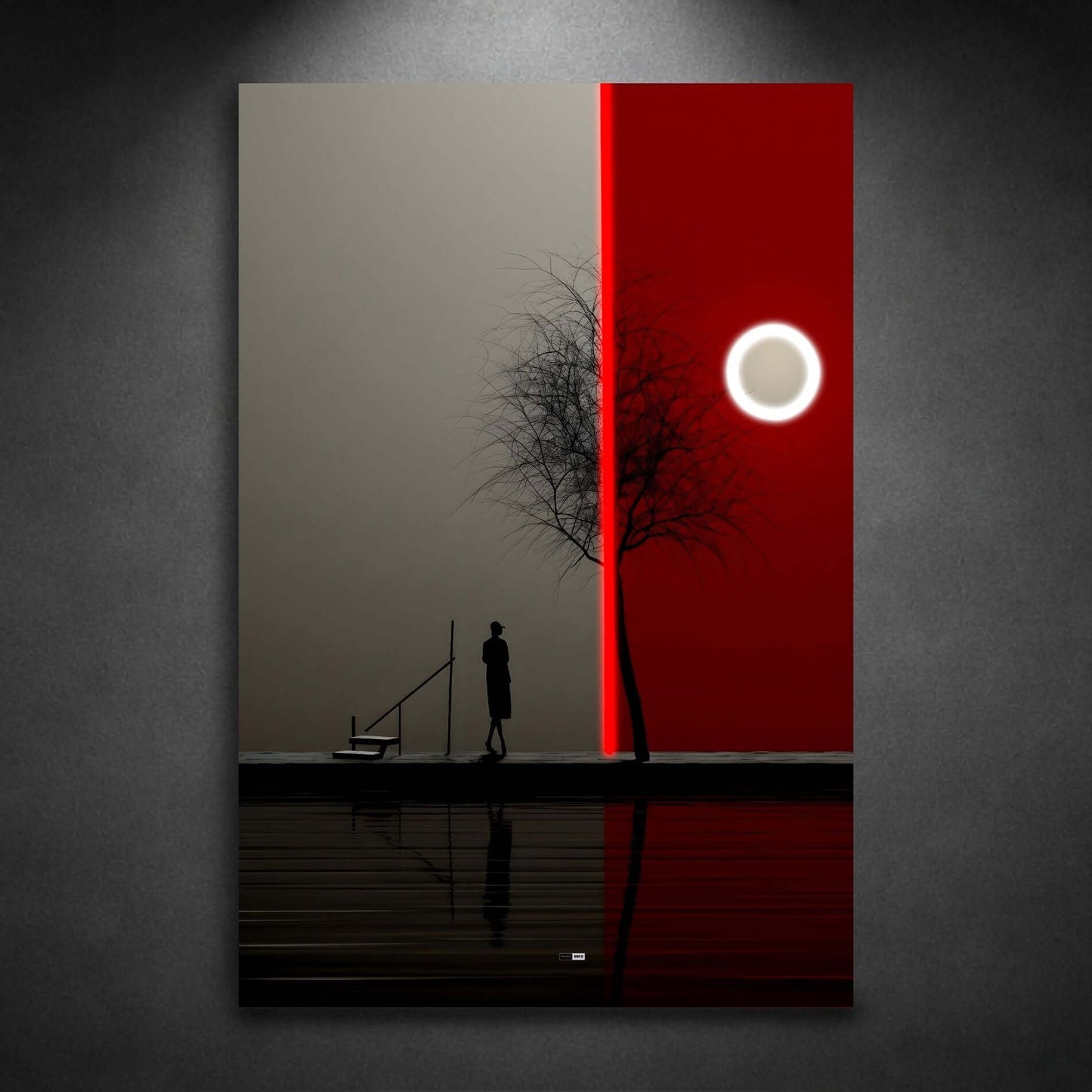 Red Sun Silence | Tableau Minimaliste Premium