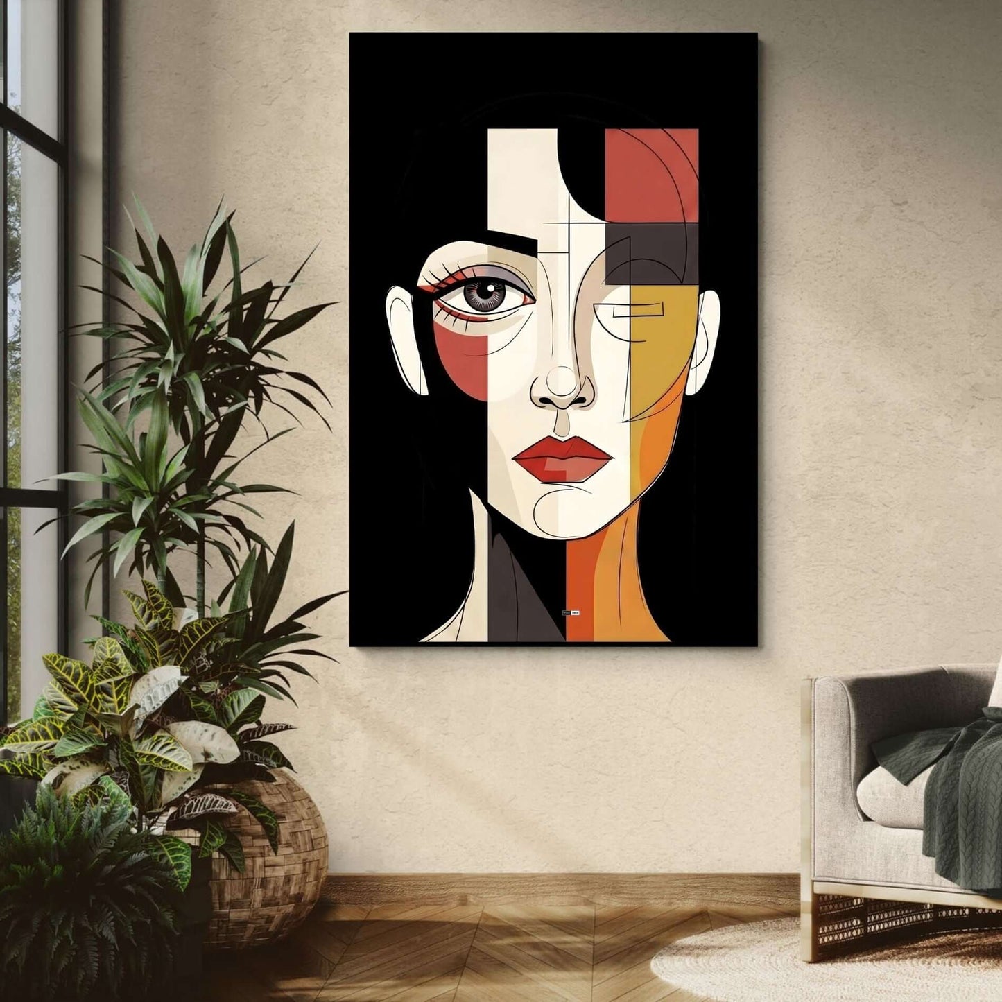 Split Muse Geometry | Tableau Abstrait Moderne Premium