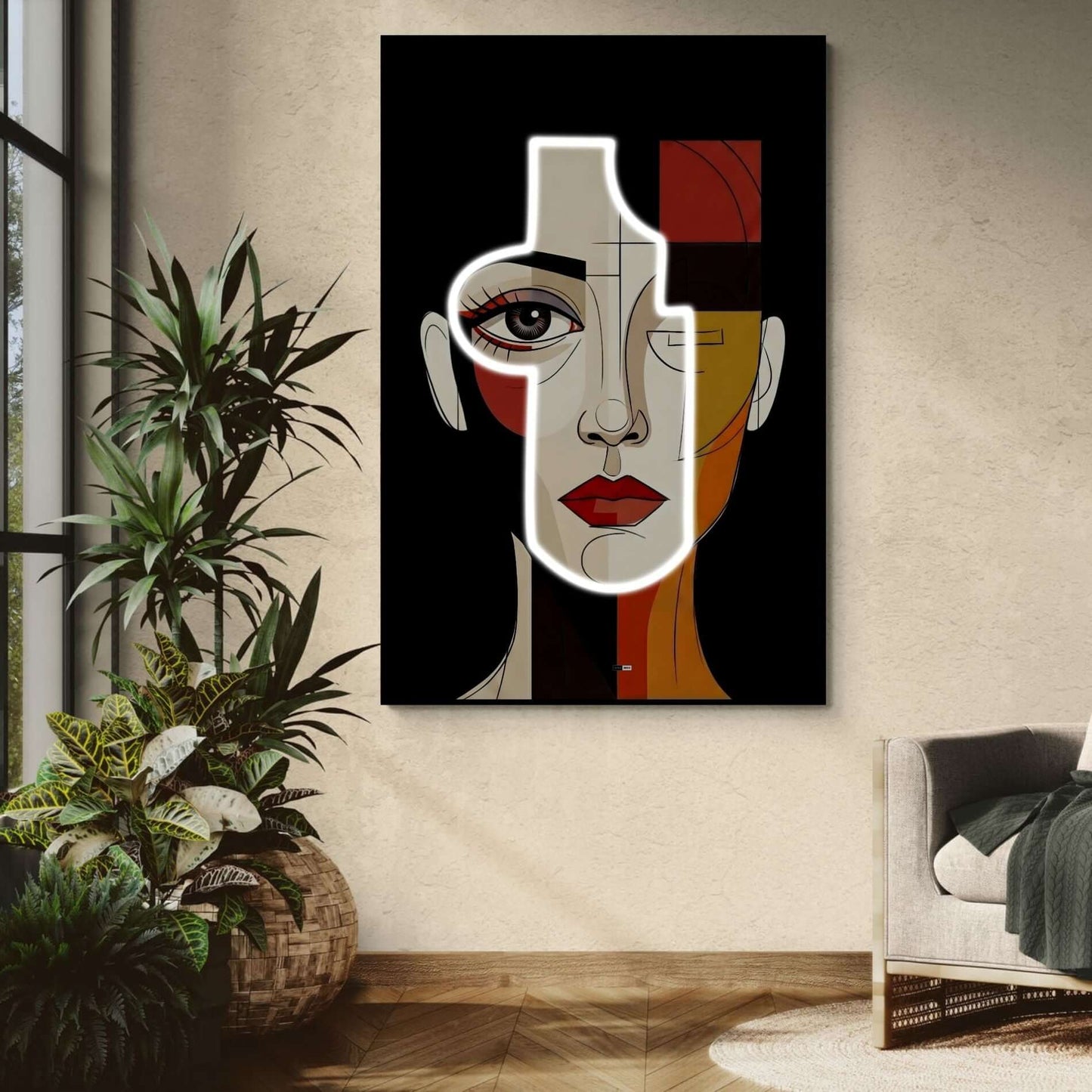Split Muse Geometry | Tableau Abstrait Moderne Premium