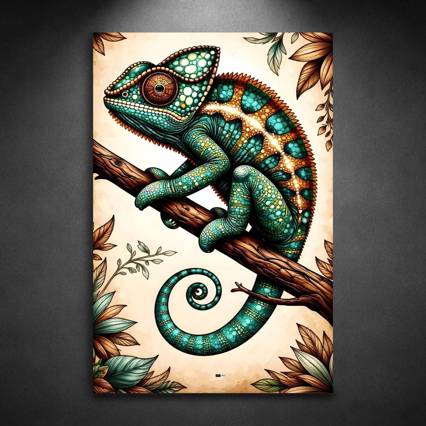 Jewel Chameleon | Tableau Animal Abstrait Premium