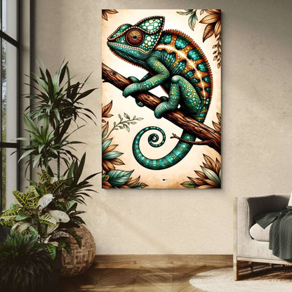 Jewel Chameleon | Tableau Animal Abstrait Premium