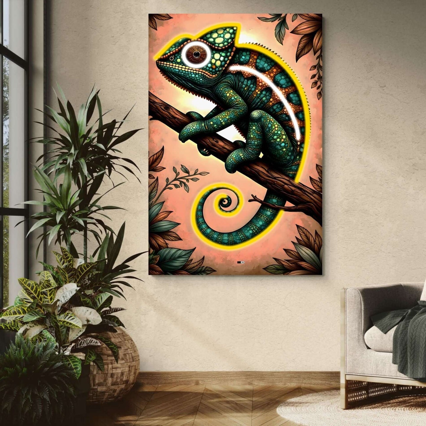 Jewel Chameleon | Tableau Animal Abstrait Premium