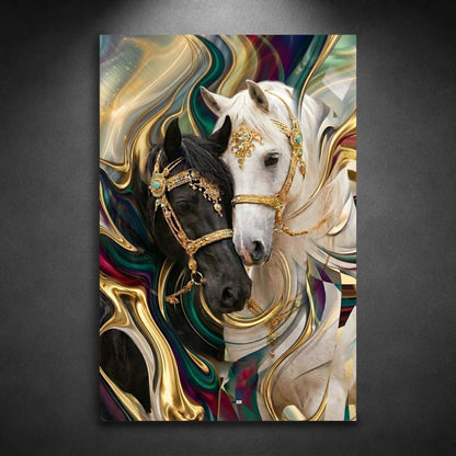 Velvet Horse Harmony | Tableau Chevaux Abstrait Premium