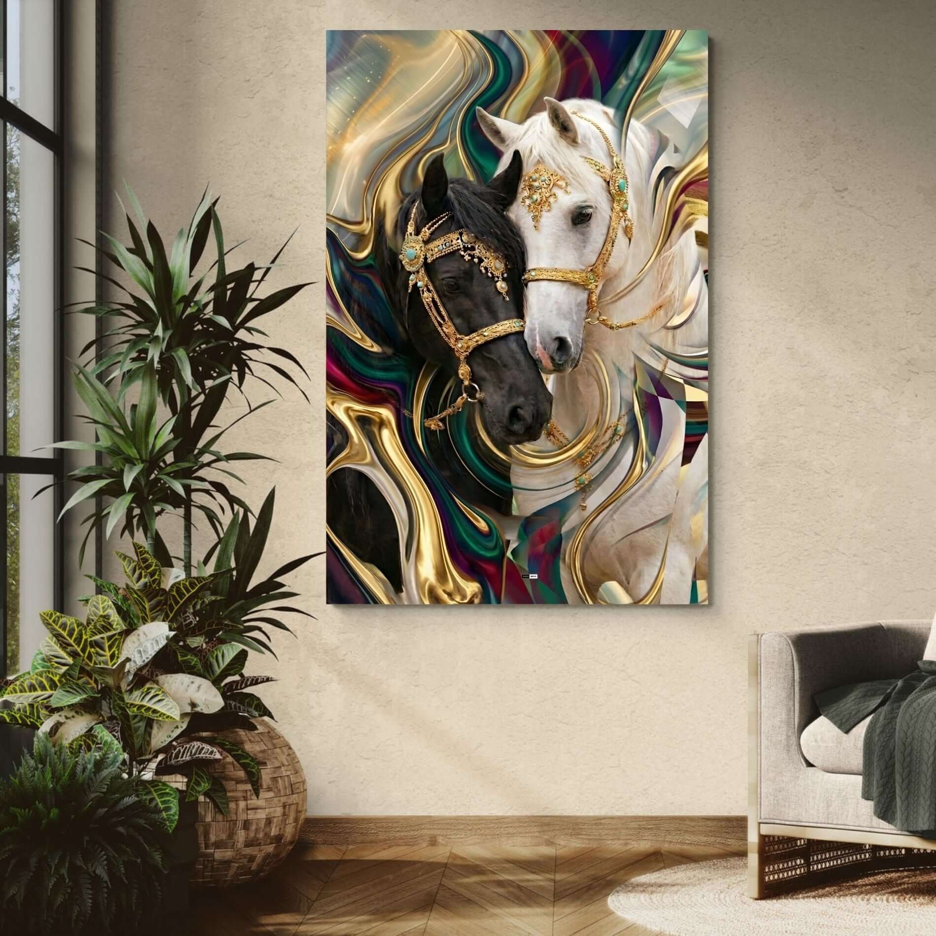 Velvet Horse Harmony | Tableau Chevaux Abstrait Premium