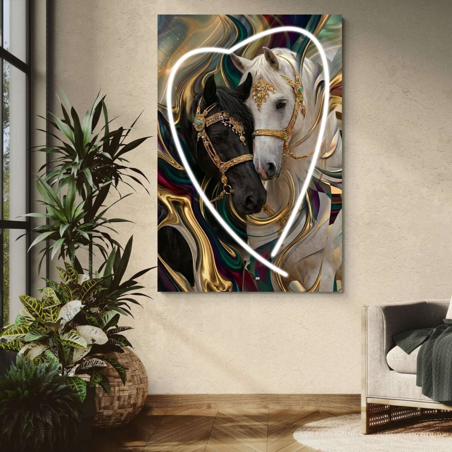 Velvet Horse Harmony | Tableau Chevaux Abstrait Premium