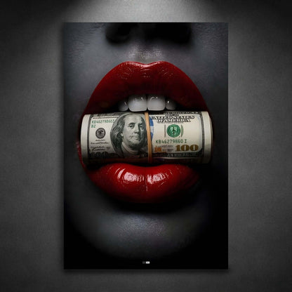 Dollar Lips | Cadre Luxe Argent & Rouge
