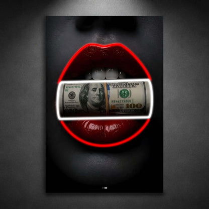 Dollar Lips | Cadre Luxe Argent & Rouge