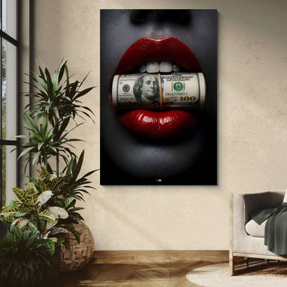 Dollar Lips | Cadre Luxe Argent & Rouge