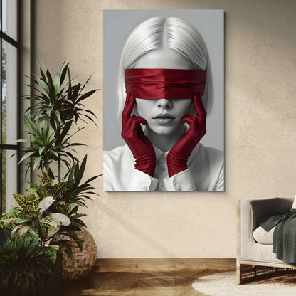 Red Blindfold Muse | Déco Glamour Premium