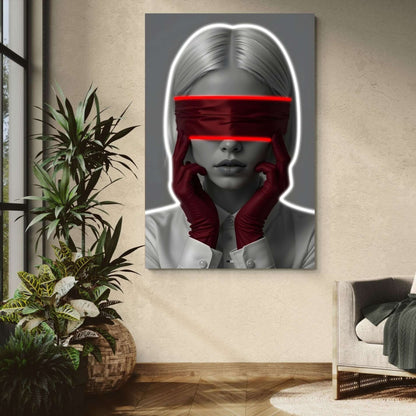 Red Blindfold Muse | Déco Glamour Premium