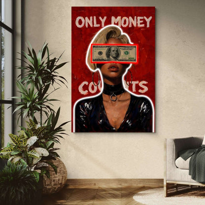 Money Counts | Cadre Argent & Luxe Rouge