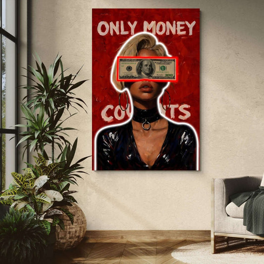 Money Counts | Cadre Argent & Luxe Rouge