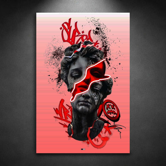 Red Graffiti God | Art Mural Statue Premium