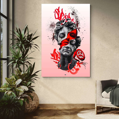 Red Graffiti God | Art Mural Statue Premium