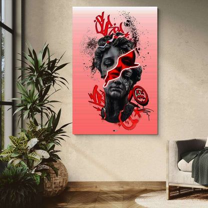 Red Graffiti God | Art Mural Statue Premium