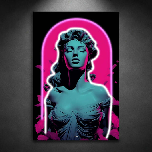 Pink Neon Goddess | Art Mural Statue Premium