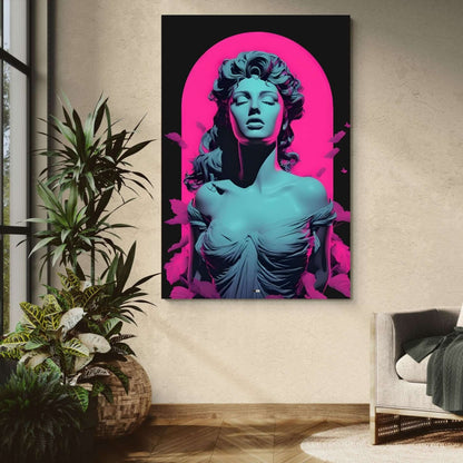 Pink Neon Goddess | Art Mural Statue Premium