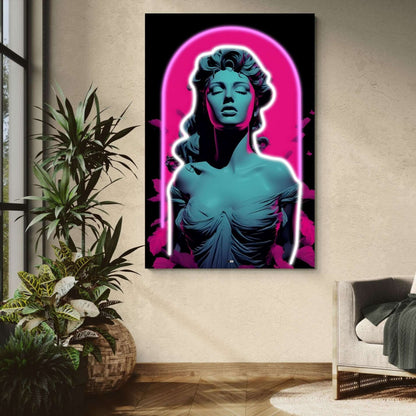 Pink Neon Goddess | Art Mural Statue Premium