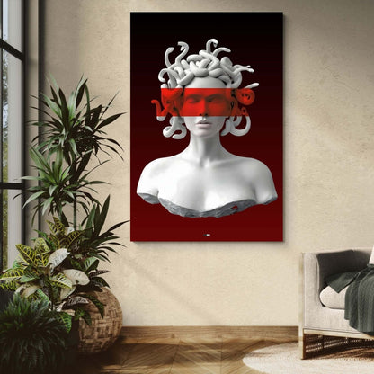 Red Blind Medusa | Art Mural Mythologie Moderne