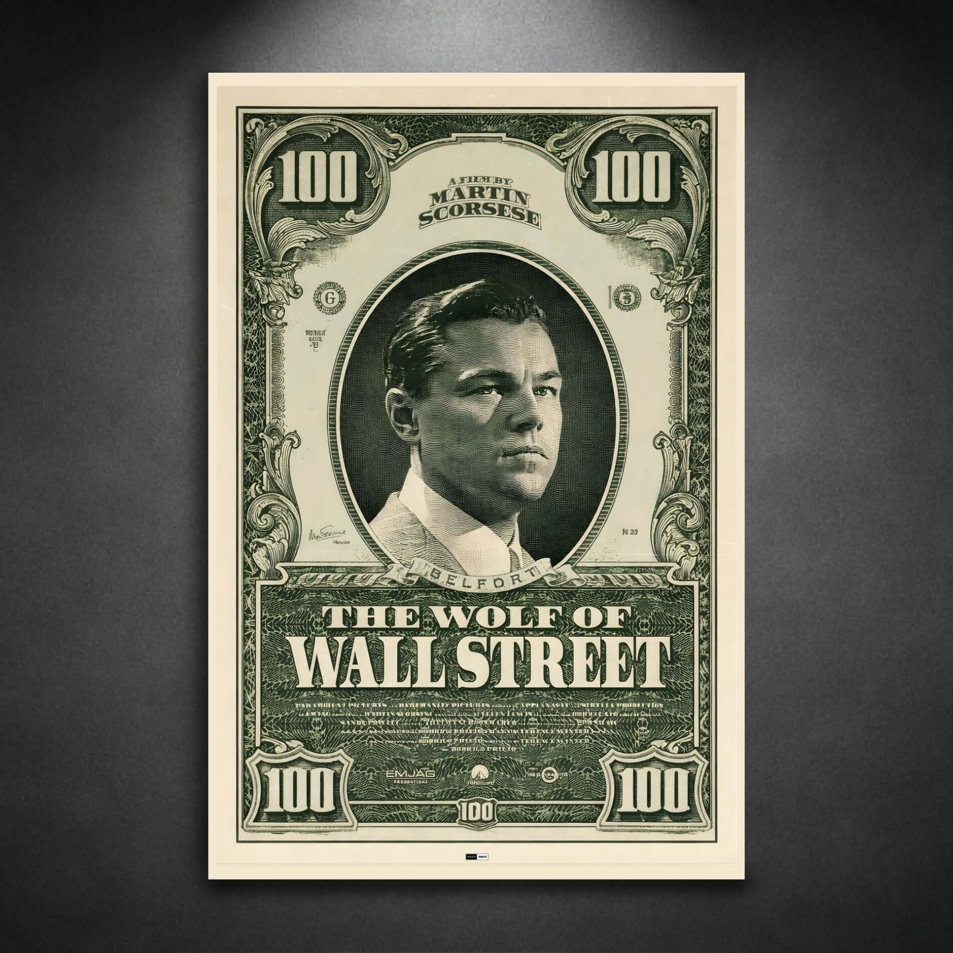 Wall Street Wolf | Cadre Lumineux Bureau Premium