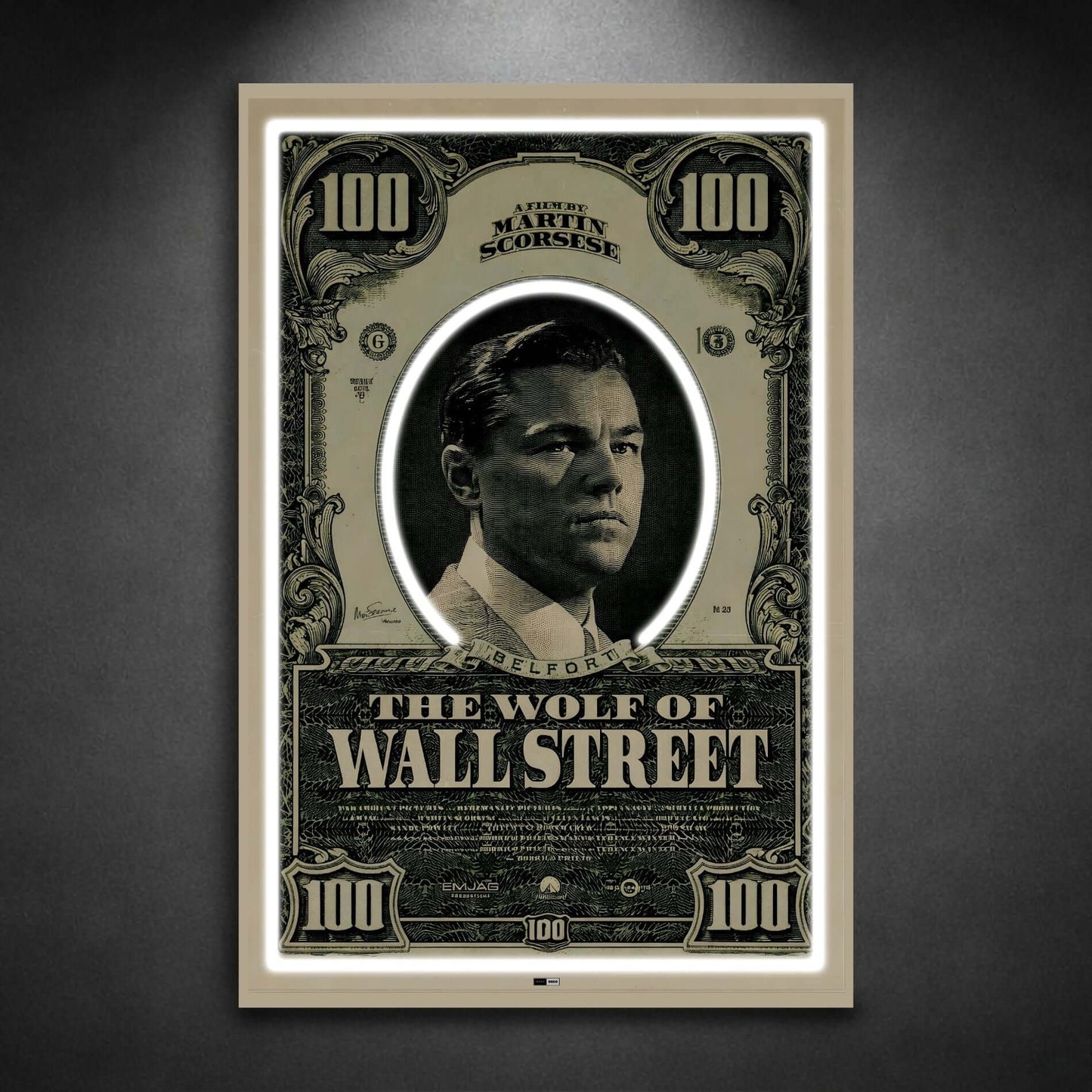 Wall Street Wolf | Cadre Lumineux Bureau Premium