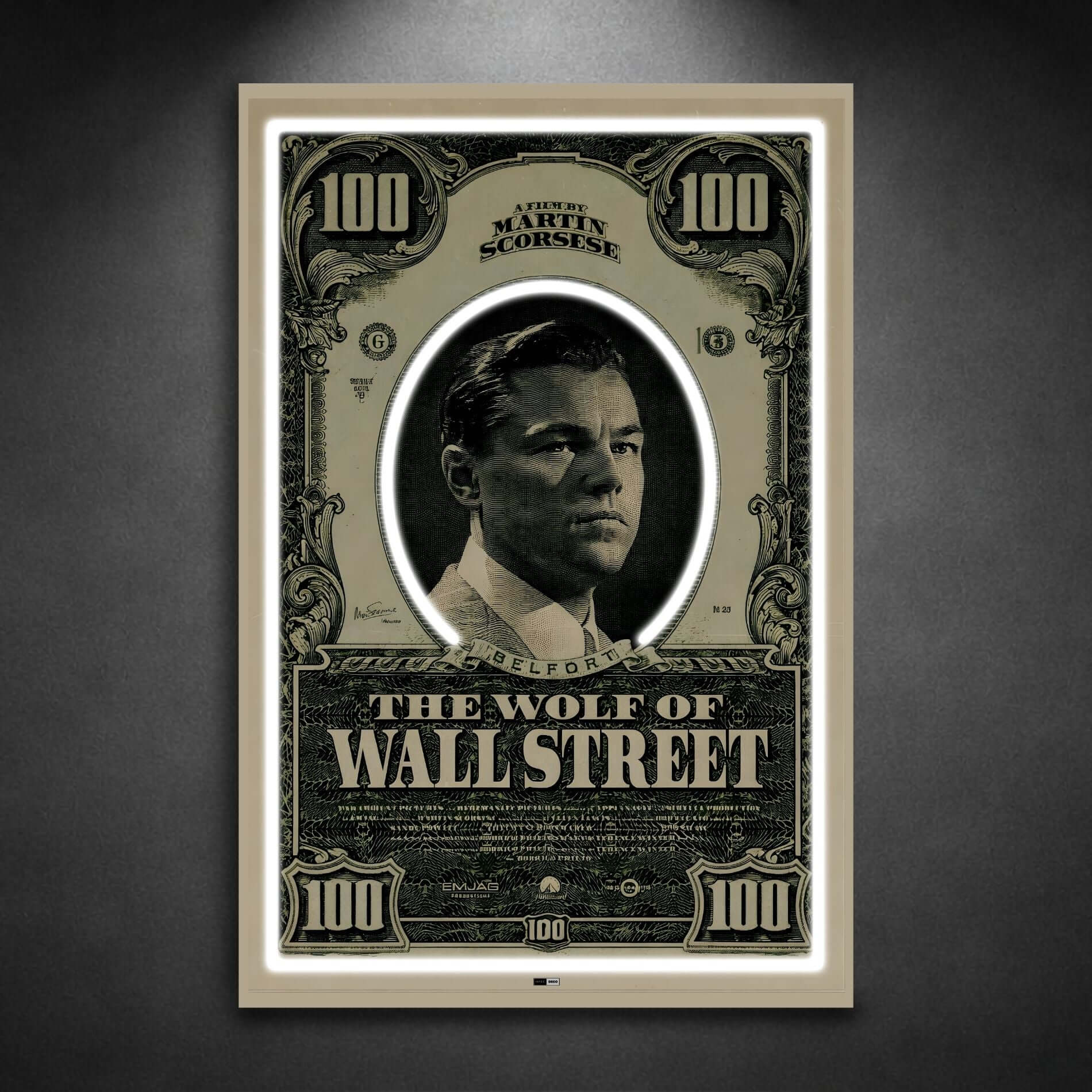 Wall Street Wolf | Cadre Lumineux Bureau Premium