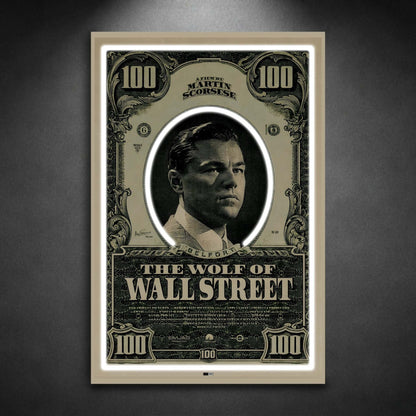 Wall Street Wolf | Cadre Lumineux Bureau Premium