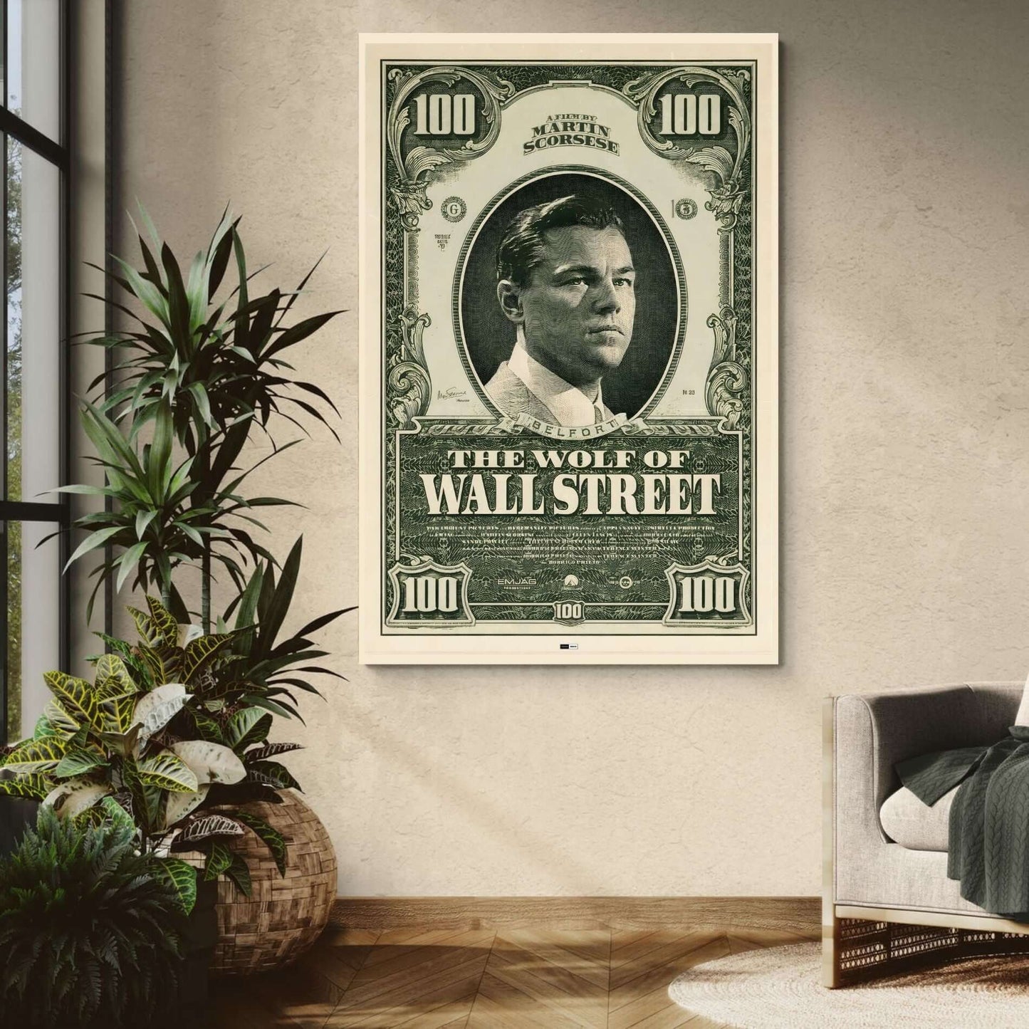 Wall Street Wolf | Cadre Lumineux Bureau Premium